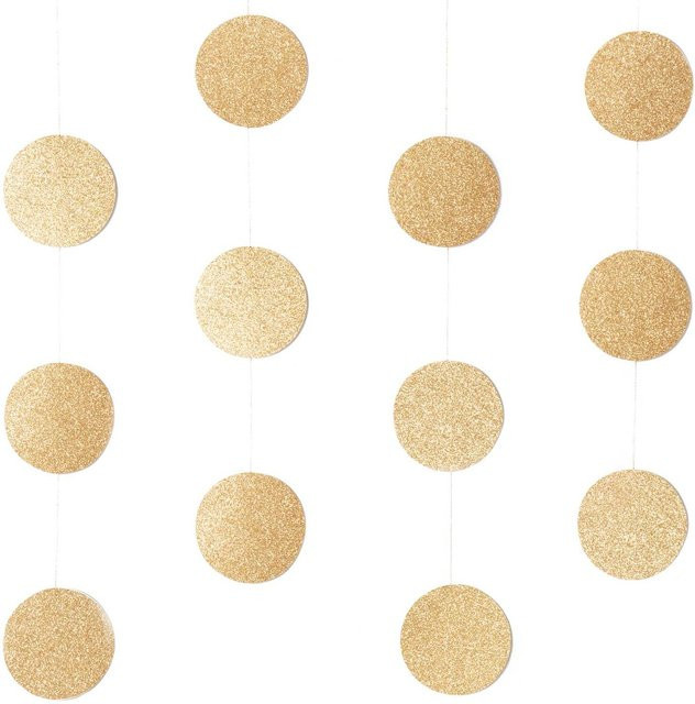 Rico Design Genähte Girlande Kreise in Glitter-gold mit 8 cm Durchmesser und 1,7 m Länge - Bild 1