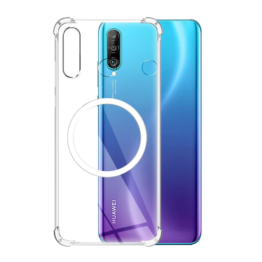 Stoßfeste Silikon-Schutzhülle für Huawei P30 Lite, P30 Pro und P40 Lite mit magnetischem Aufkleber für kabelloses Laden, transparent - Bild 2