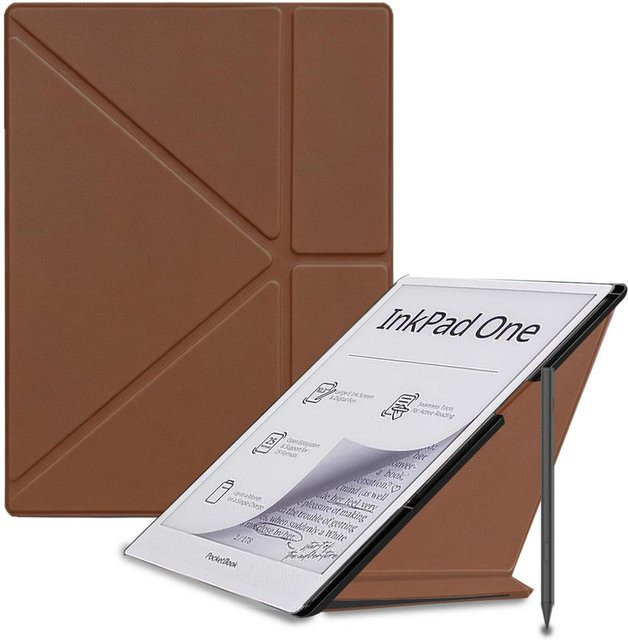 Leder-Schutzhülle für Pocketbook InkPad One 10,3 (Modell PB1030) in Braun mit Y-Mehrwinkel-Klappfunktion - Bild 1