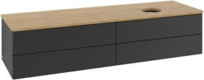 V&B Waschtischunterschrank Antao mit Frontstruktur in Eiche Honigbraun lackiert, B: 160 cm, T: 50 cm - Bild 1