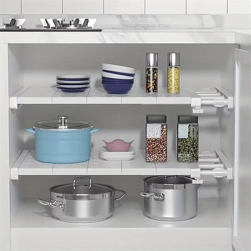 Erweiterbare Trennwand in Weiß, stanzfreies und einziehbares Schichtenbrett zur Aufbewahrung für Kleiderschrank, Küche und Badezimmer - Bild 2