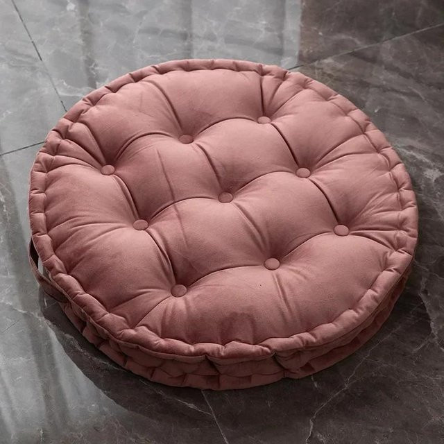 Nordic Plain Velvet Tatami Rundes Kissen in Pink, Durchmesser: 60 cm - Bild 1