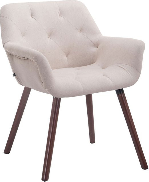 TPFLiving Besucherstuhl Cassy in Beige mit Stoffbezug und Walnuss-Holzgestell - Bild 1