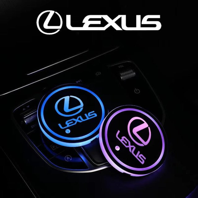 Beleuchteter LED Auto Getränkehalter mit Lexus Emblem in Blau für ES300 IS300 IS350 ES250 ES350 IS250 CT200H GS350 NX200 - Bild 1