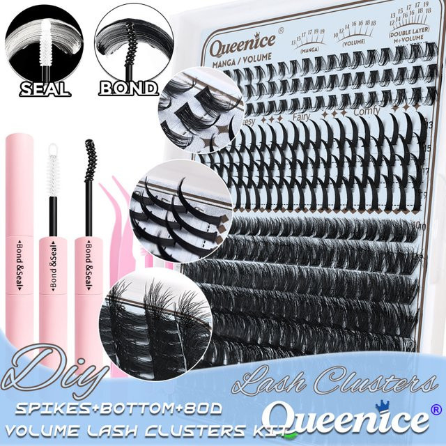 80D Volumen-Wimpern-Cluster-Set, 300 Stück, Black, Unisex - Bild 1