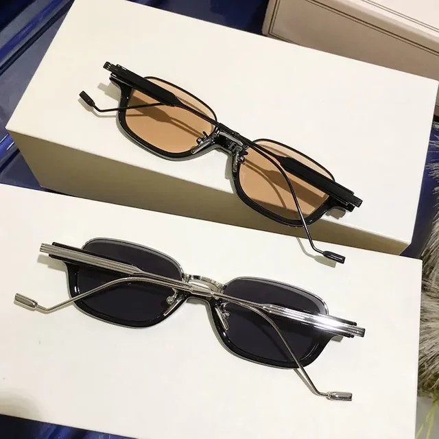 MDOD Sonnenbrille, halbrandlos, quadratisch, Metall, Unisex, schwarz - Bild 1