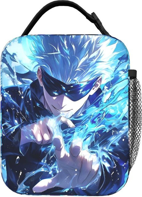 Fancy Style Studio Gojo Satoru Isolierte Lunchtasche in Blau, Wiederverwendbare Thermotasche für Bento und Lunchboxen - Bild 1