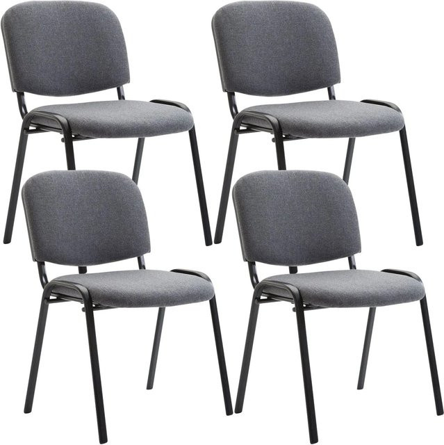 4er Set DELUKE ZAGREB Besucherstühle aus Stoff in Grau, Konferenzstuhl und Bürostuhl, B/T/H: 53 x 53 x 83 cm - Bild 1