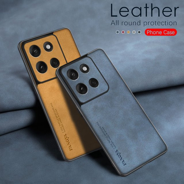 Stoßfeste Lammfell Leder Schutzhülle für Motorola Moto G86 und Moto G85 in Grau - Bild 1