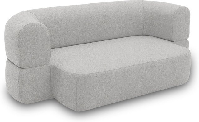 DOMO Schlafsofa Rennes mit Schlaffunktion und Armlehnen in Silber - Bild 1