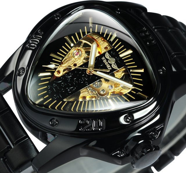 WINNER Armbanduhr Automatik, Edelstahl, Leder, Schwarz, Herren - Bild 1