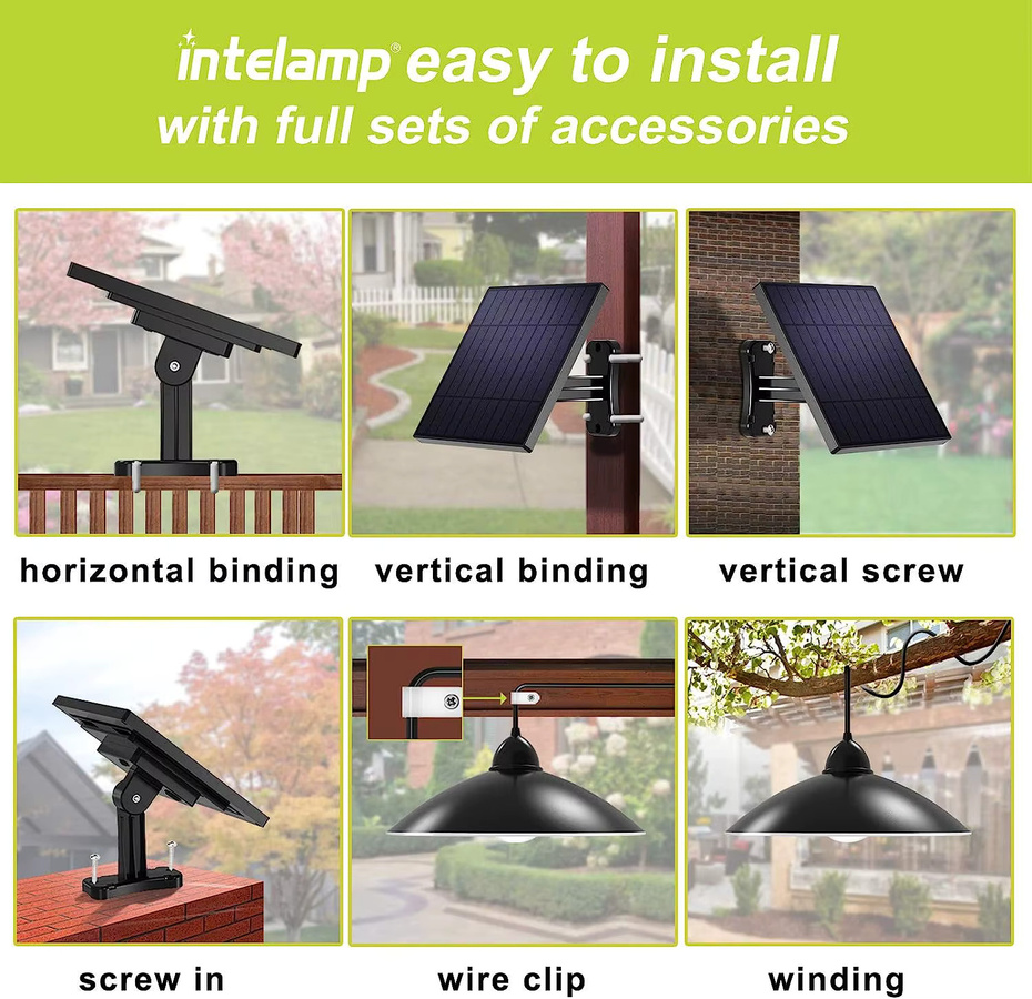 intelamp Solar-Pendelleuchte in Schwarz aus Metall mit Fernbedienung, wasserdichte IP65 Außenleuchte für den Garten - Bild 3
