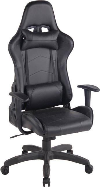TPFLiving Bürostuhl Mirage Gaming Chair aus Kunstleder mit Kopfstütze und Armlehnen, Schwarz - Bild 1