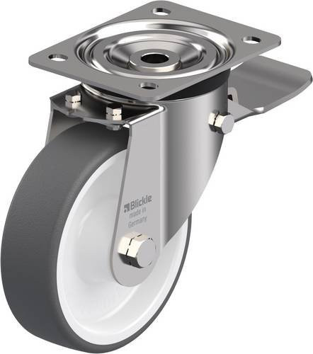Blickle Lenkrolle LX-POTH 150XR-ST mit Feststeller in Grau-Weiß aus Edelstahl, Rad-Durchmesser: 150 mm, Tragfähigkeit: 400 kg - Bild 1