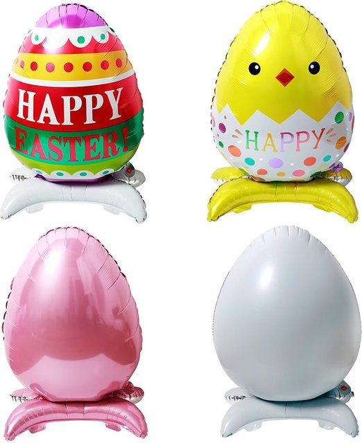 4er-Set LQVYI Cartoon Ostern Huhn Ei Luftballons aus Aluminiumfolie als aufblasbare Partydekoration für Kinder - Bild 1