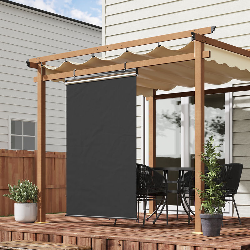 Outsunny Senkrechtmarkise aus Polyester mit Stahlrahmen in Dunkelgrau, B/H/T: 38 x 222 x 124 cm - Bild 6