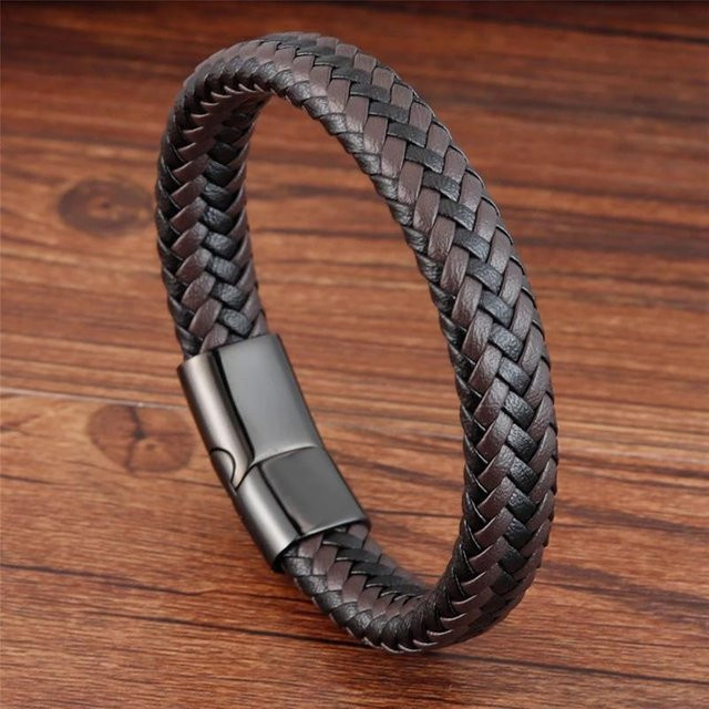 YIRAN Lederseil Armband, Kupfer, gray, Herren - Bild 1