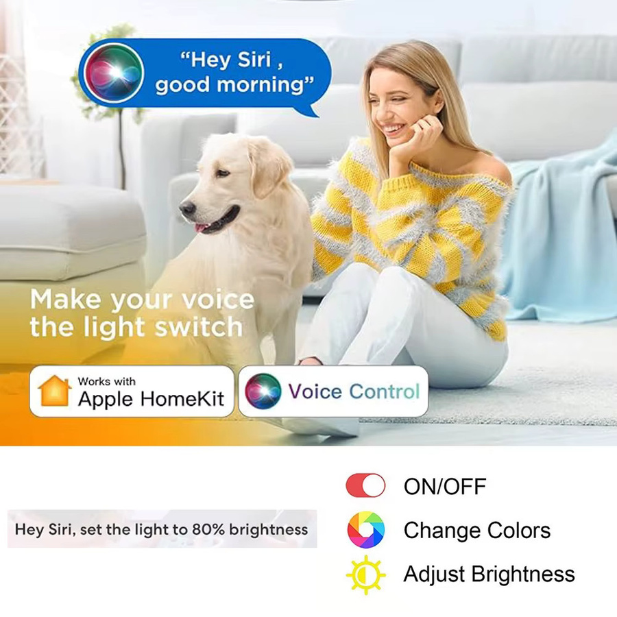 CENFAYA RGB-LED-Streifen Homekit WiFi 5050 mit 60 LEDs/m, 12 V, dimmbar, Multicolor, inkl. RF-Fernbedienung und Siri-Sprachsteuerung - Bild 2