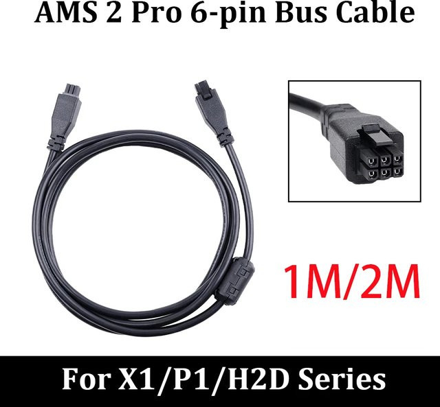 Bambu Lab 6-poliges Buskabel in Schwarz für AMS, AMS 2 Pro und AMS HT der X1, P1 und H2D 3D-Drucker-Serie - Bild 1