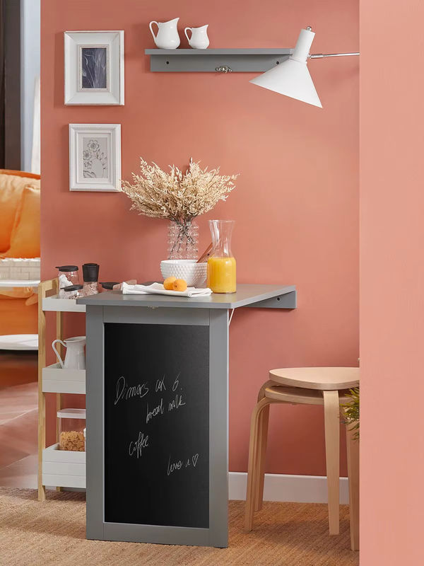 SoBuy FWT20 Wandklapptisch mit Drop-Leaf und Memo-Board, platzsparender Esstisch aus MDF in Weiß oder Grau für Küche und Home-Office - Bild 6