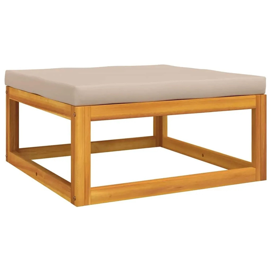 vidaXL Gartenhocker aus Akazienmassivholz mit Kissen in Taupe und Beige - Bild 2