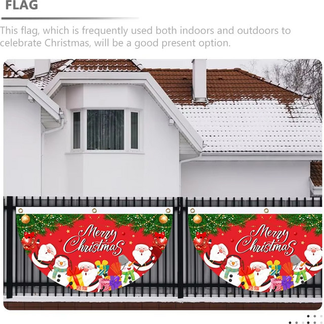 VIKAMA Weihnachts-Hängebanner Frohe Weihnachten in Rot, Textil-Wimpel für Zuhause und Veranda, Breite: 45 cm, Höhe: 90 cm - Bild 1