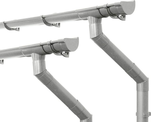 Inefa Dachrinnen Set aus PVC in Grau, halbrund, NW 100, 2x 7m - Bild 1