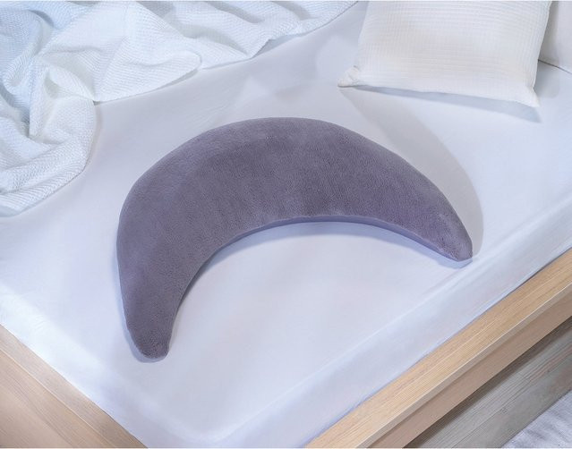 Theraline Plüschmond Stillkissen in Grau, halbmondförmig mit Microbeads, allergikerfreundlich und waschbar - Bild 1