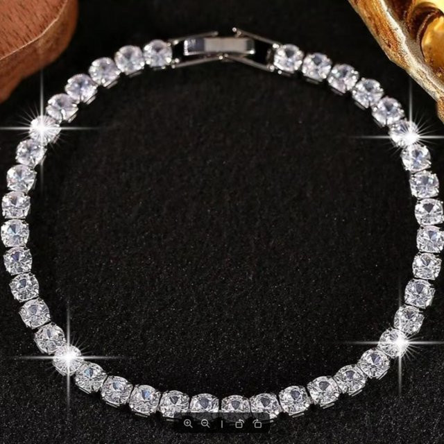 Armband, Silber, Zirkonia, Schwarz, Unisex - Bild 1