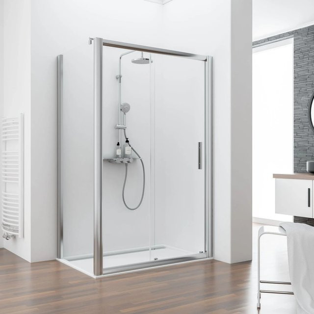 Schulte Seitenwand für Schiebetür Kristall/Trend, 2-teilig, transparent, B: 90 cm, H: 200 cm - Bild 1