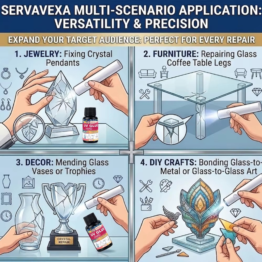SERVAVEXA UV-Kleber Set mit UV-Licht für DIY Schmuckherstellung und Basteln, klarer Harzkleber für Kristallglas, 6 ml - Bild 5