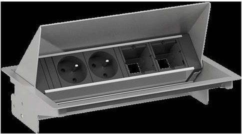 Bachmann 900403 Einbau-Steckdosenleiste bündig in Weiß und Silber mit Aluminium-Elementen - Bild 1