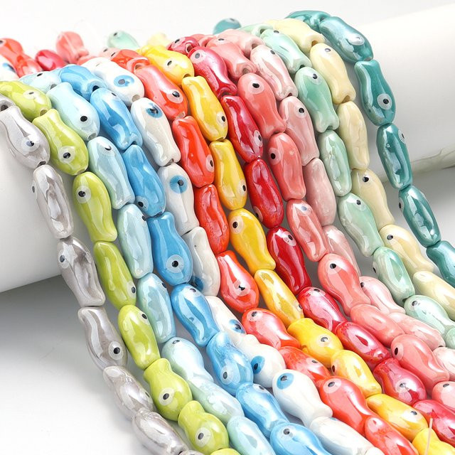 louleur Perlen Spacer, Keramik Fisch, Bunt, Unisex - Bild 1