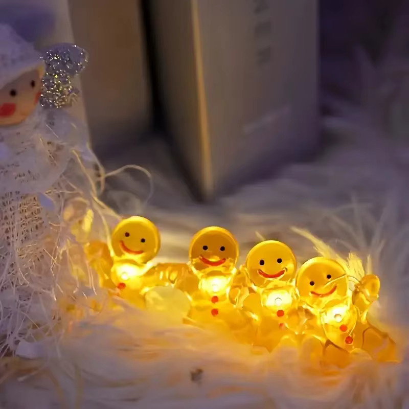 Transparente Lebkuchenmann-Lichterkette mit warmweißem Licht, batteriebetrieben, Weihnachtsbeleuchtung für Innenbereich und DIY-Dekoration - Bild 2