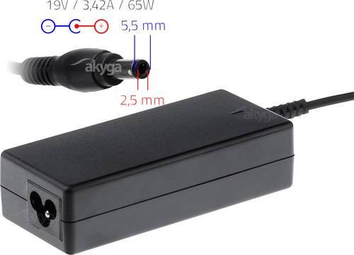 Akyga AK-ND-01 Notebook-Netzteil 65W 19V 3.42A in Schwarz - Bild 1