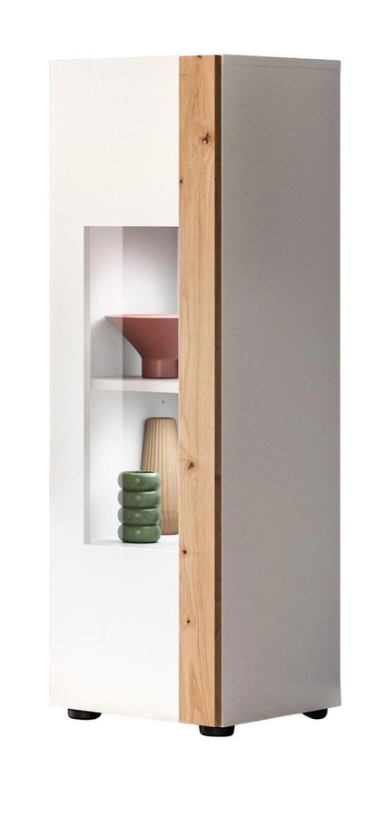 Inn.Furn Vitrine Siena in Weiß und Eiche mit Glastüren, B/T/H: 30 x 33 x 112 cm - Bild 7