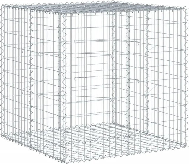 vidaXL Gabione mit Deckel aus verzinktem Eisen in Silber, B/T/H: 100 x 100 x 100 cm - Bild 1