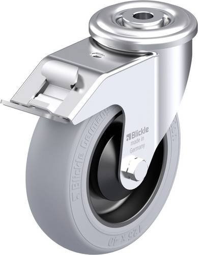 Blickle LER-POES 125KA-FI-SG Stahlblech-Lenkrolle aus verzinktem Stahl in Grau und Schwarz mit 125 mm Rad-Durchmesser und einer Tragfähigkeit von 150 kg - Bild 1