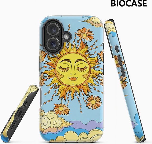 Sonnenblumenhimmel Illustration Handyhülle für iPhone 17 16 15 14 13 12 11 Pro Max Plus mit doppelschichtiger Rückseite in Multicolour - Bild 1