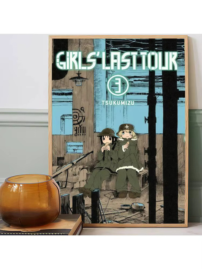Selbstklebendes Anime Kunstposter Girls Last Tour Illustration in Mehrfarbig auf Whitepaper - Bild 7