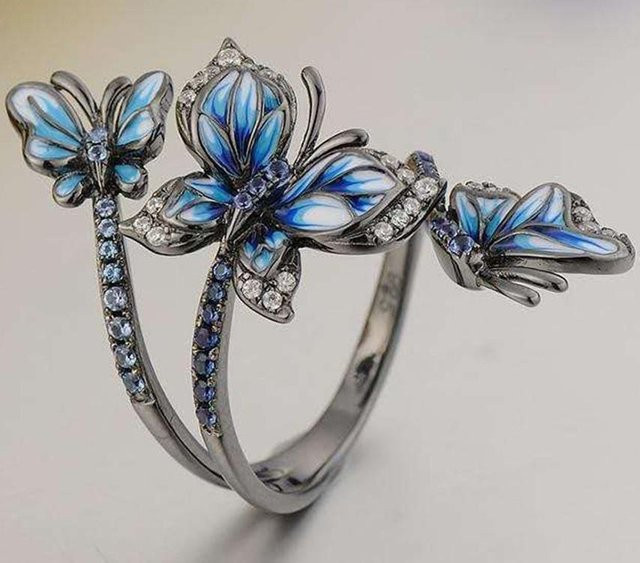 Viya Kombinationsring Schmetterling Libelle, Silber, Zirkonia, Damen - Bild 1