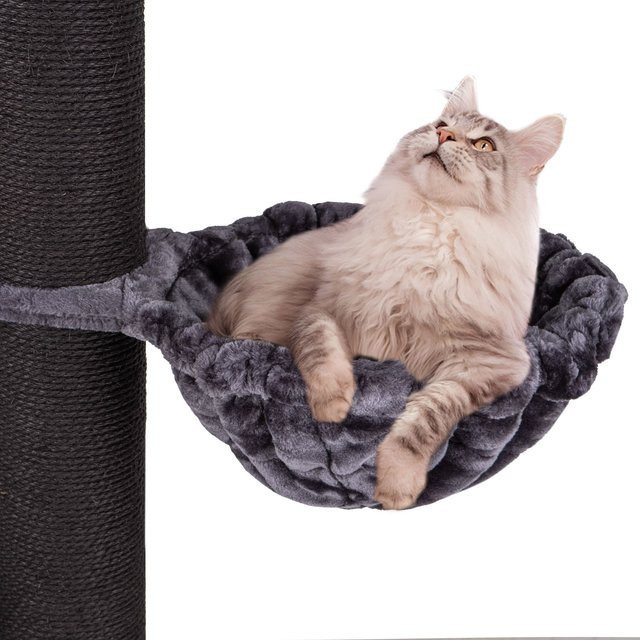 HAPPYPET Universal XXL Liegemulde für Kratzbäume aus Mikrofaser, Durchmesser: 45 cm, Anthrazit - Bild 1