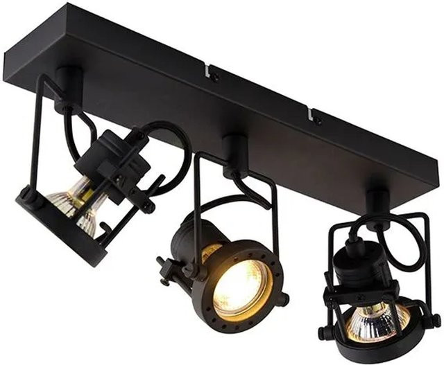 QAZQA Industriespot Suplux 3-flammig in Schwarz aus Stahl, dimmbar, GU10 - Bild 1