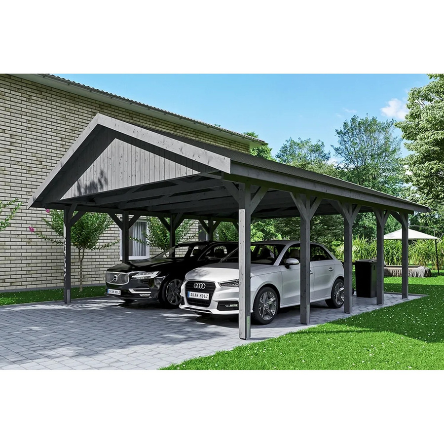 Skan Holz Carport Wallgau Satteldach aus Nadelholz in Grau, B/T: 620 x 750 cm, Höhe: 354 cm - Bild 2
