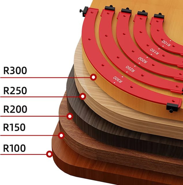 Radius Jig für Holzbearbeitung R100-R300 Router Vorlage zur Eckenradius-Positionierung in Rot - Bild 1