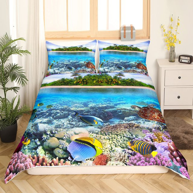 Bettwäsche Set Your Warm Home Ozean Unterwasserwelt mit Hai und Delfin, 2/3-teilig, B/H: 135 x 200 cm, Mehrfarbig - Bild 1