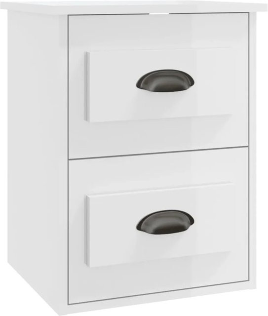 vidaXL Wand-Nachttisch in Hochglanz-Weiß, B/T/H: 41,5 x 36 x 53 cm - Bild 1