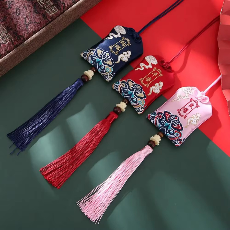 TCYATO Vintage Duftbeutel im chinesischen Stil zum Drachenbootfest, bestickter Glücksbringer in Rot - Bild 2