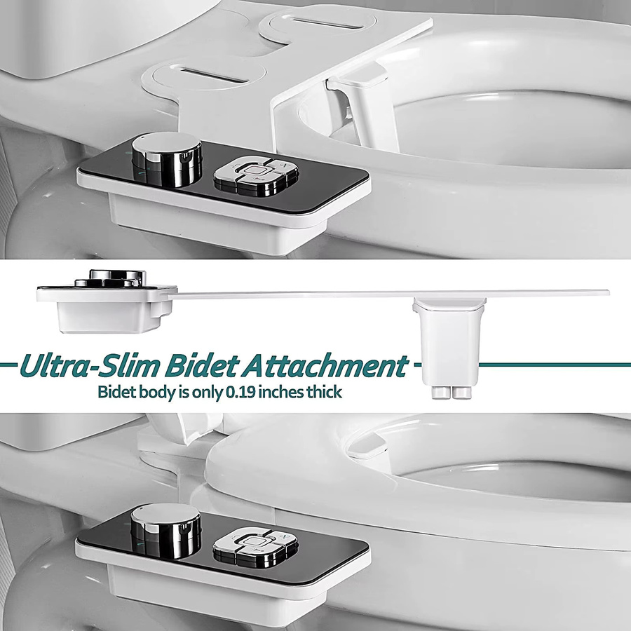 SAMODRA Bidet-Toilettensitzaufsatz aus Kunststoff, ultradünn, nicht elektrisch, mit Doppeldüsen für Front- und Hinterwäsche, Kaltwasser-System zur persönlichen Hygiene - Bild 4