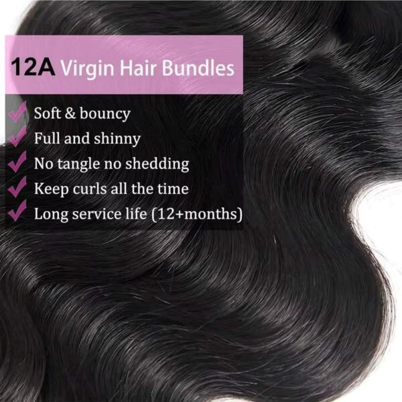 Body Wave Echthaar-Bündel, Brasilianisches Virgin Hair, Schwarz, 42 Zoll - Bild 3